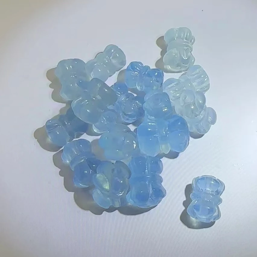 海蓝宝并蒂莲通孔配件（多样性发一）   天然杂裂矿点，完美主义慎