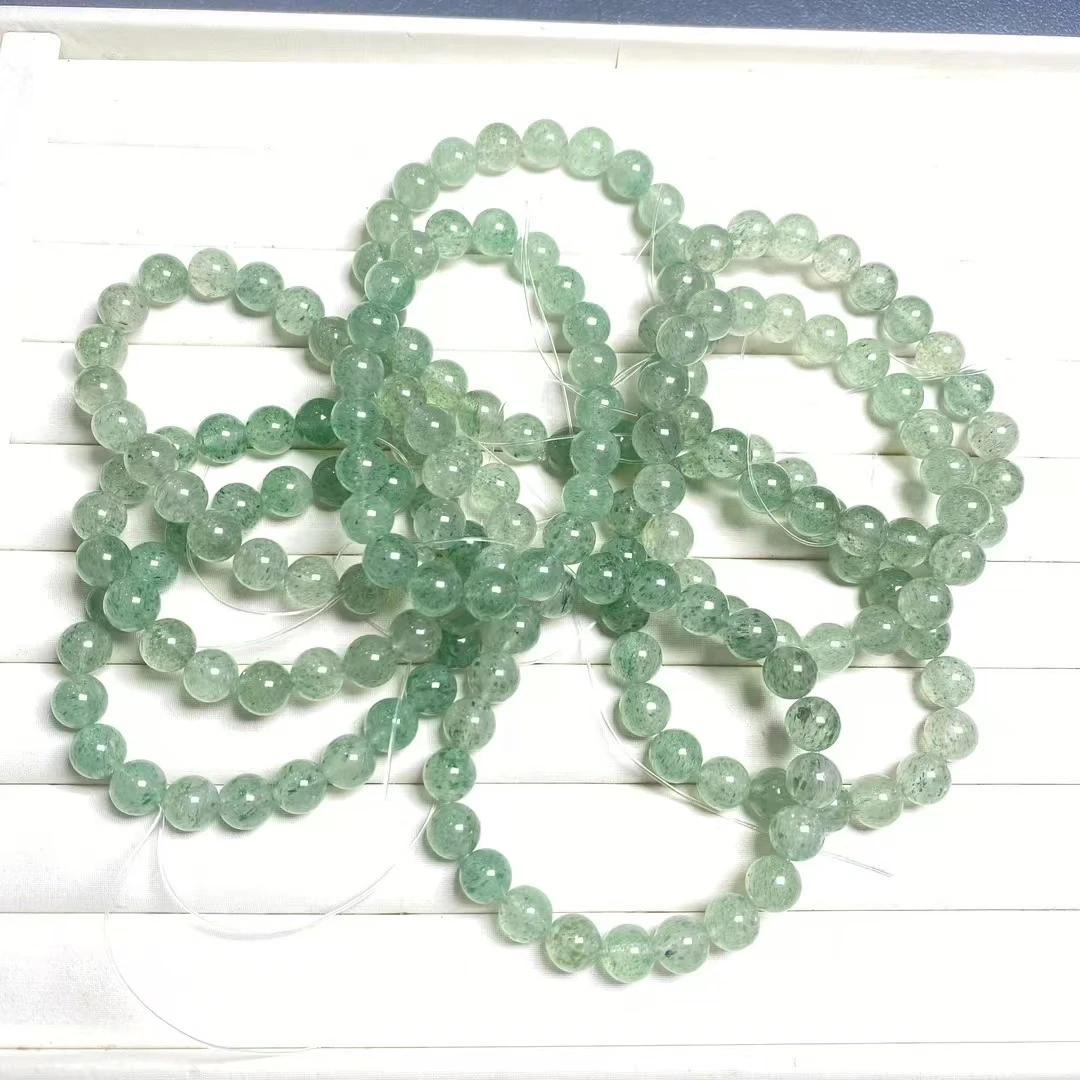 9mm+天然绿草莓晶单圈手串（多样性发一）天然裂矿点，完美主义慎