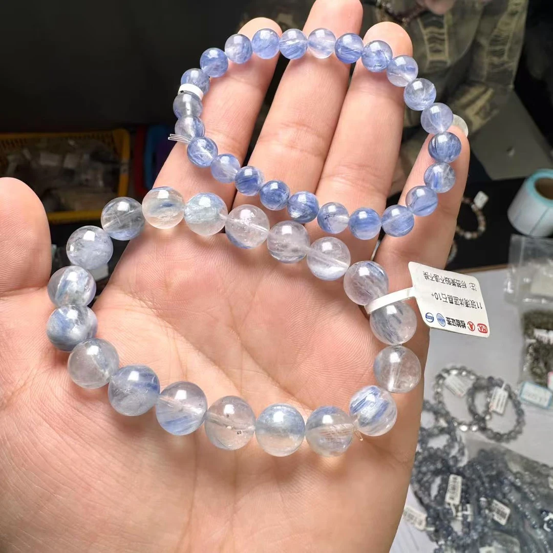 玻璃体蓝晶石天然单圈手串（多样性发一）  天然裂矿点完美主义慎