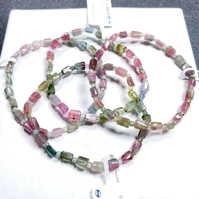 碧玺随型原石手串（多样性发一）     天然杂裂矿点，完美主义慎拍