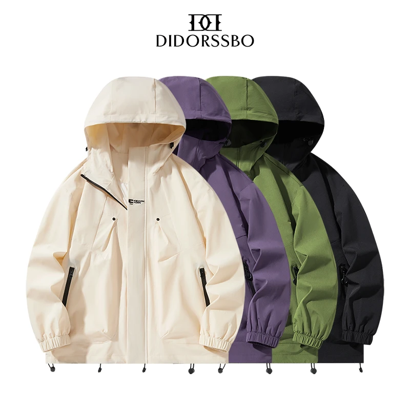 DIDORSSBO秋款男女款港风刺绣户外休闲百搭透气防风连帽夹克2373