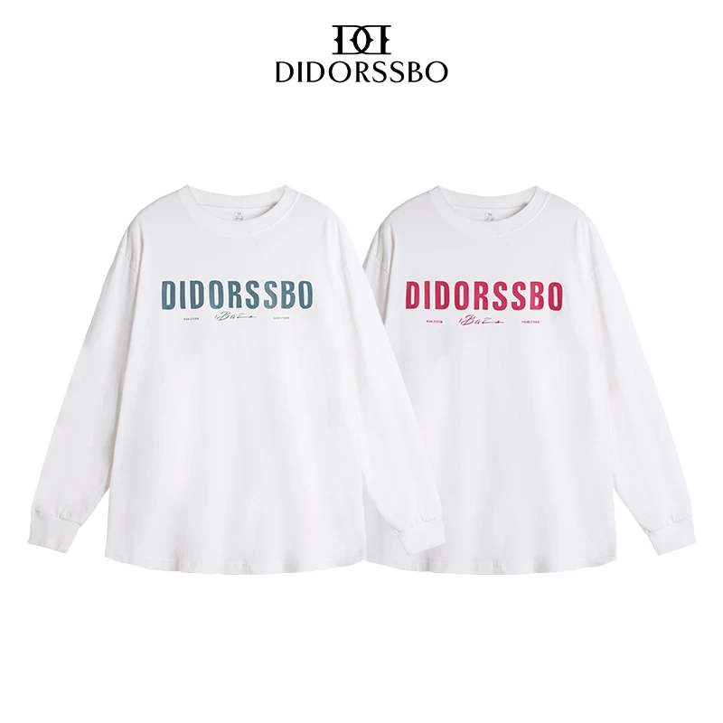 DIDORSSBO秋冬季男女款时尚潮流热转印纯棉打底圆领长袖T恤T0924