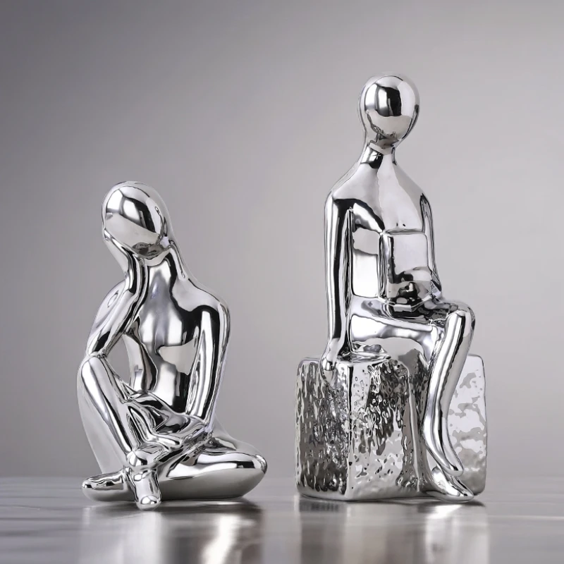 时尚高档轻奢高级电镀陶瓷人物书档摆件家居装饰软装高档简约书房