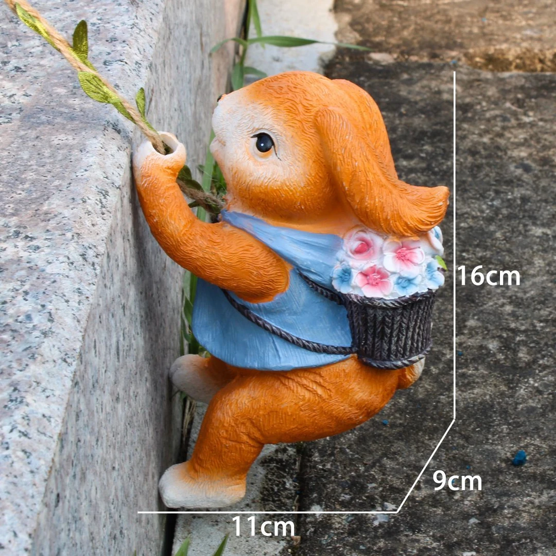 可爱庭院攀登小兔壁挂民宿花园摆件挂绳造景家用仿真动物装饰品