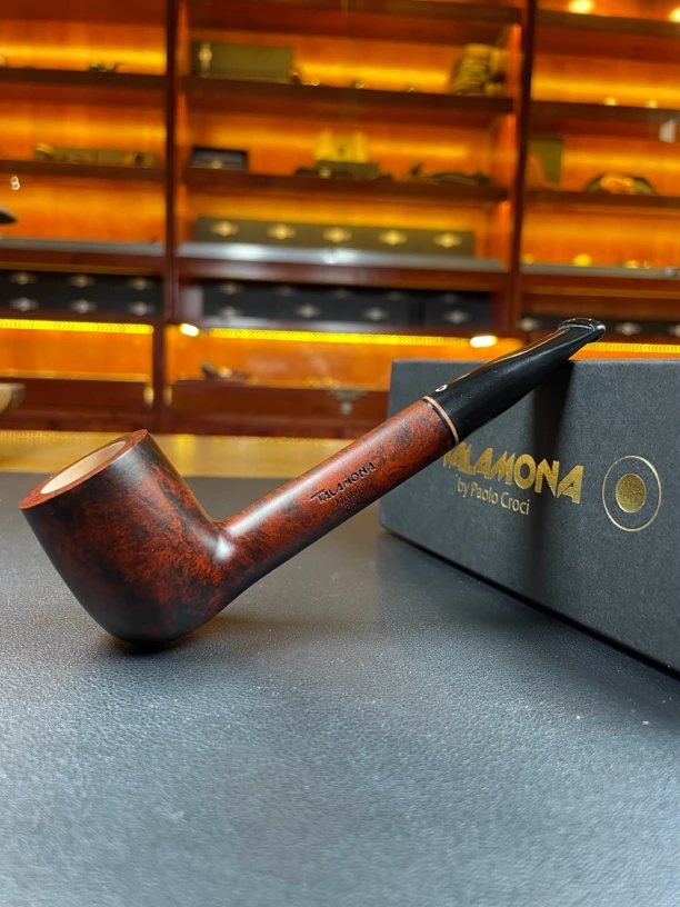 意大利塔拉莫纳黑橘骑士725L石楠木手工烟斗