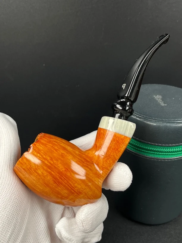 意大利帕斯库奇P3麋鹿角饰圈手工石楠木烟具（内径21.5斗深46）