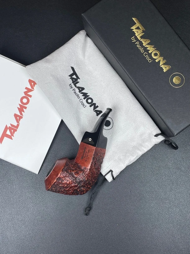 意大利塔拉莫纳空腔大气室牛头雕刻弯斗烟具（内径20 斗深32）