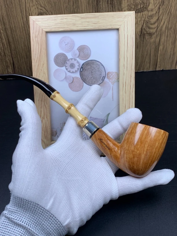 意大利维布拉蒂火焰直纹系列手工石楠木烟具（内径21.2斗深47.5）