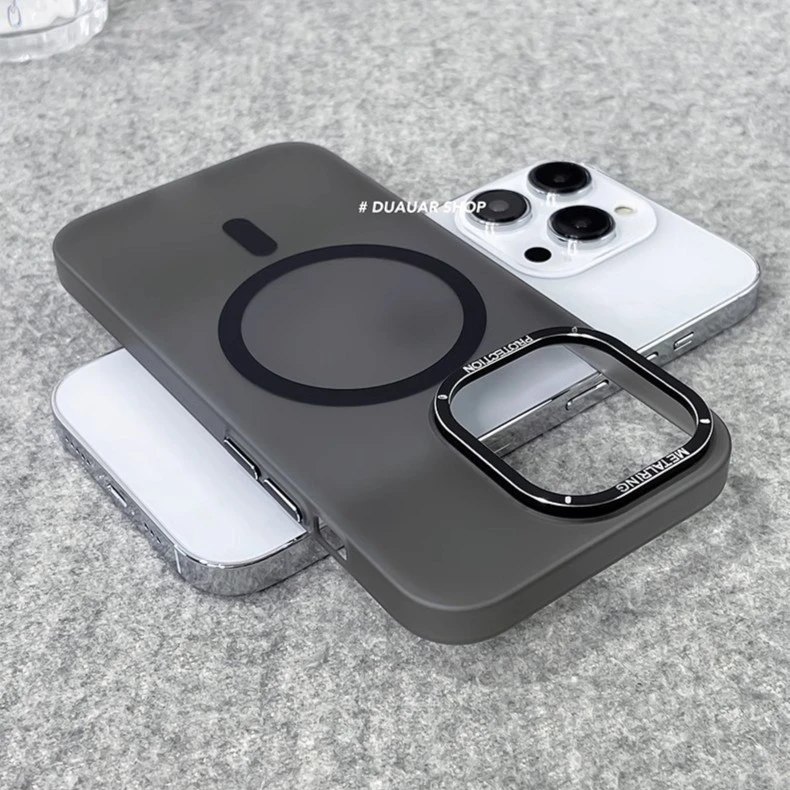 iPhone15/15pro金属镜头苹果14磁吸13手机壳12半透明pm简约保护套