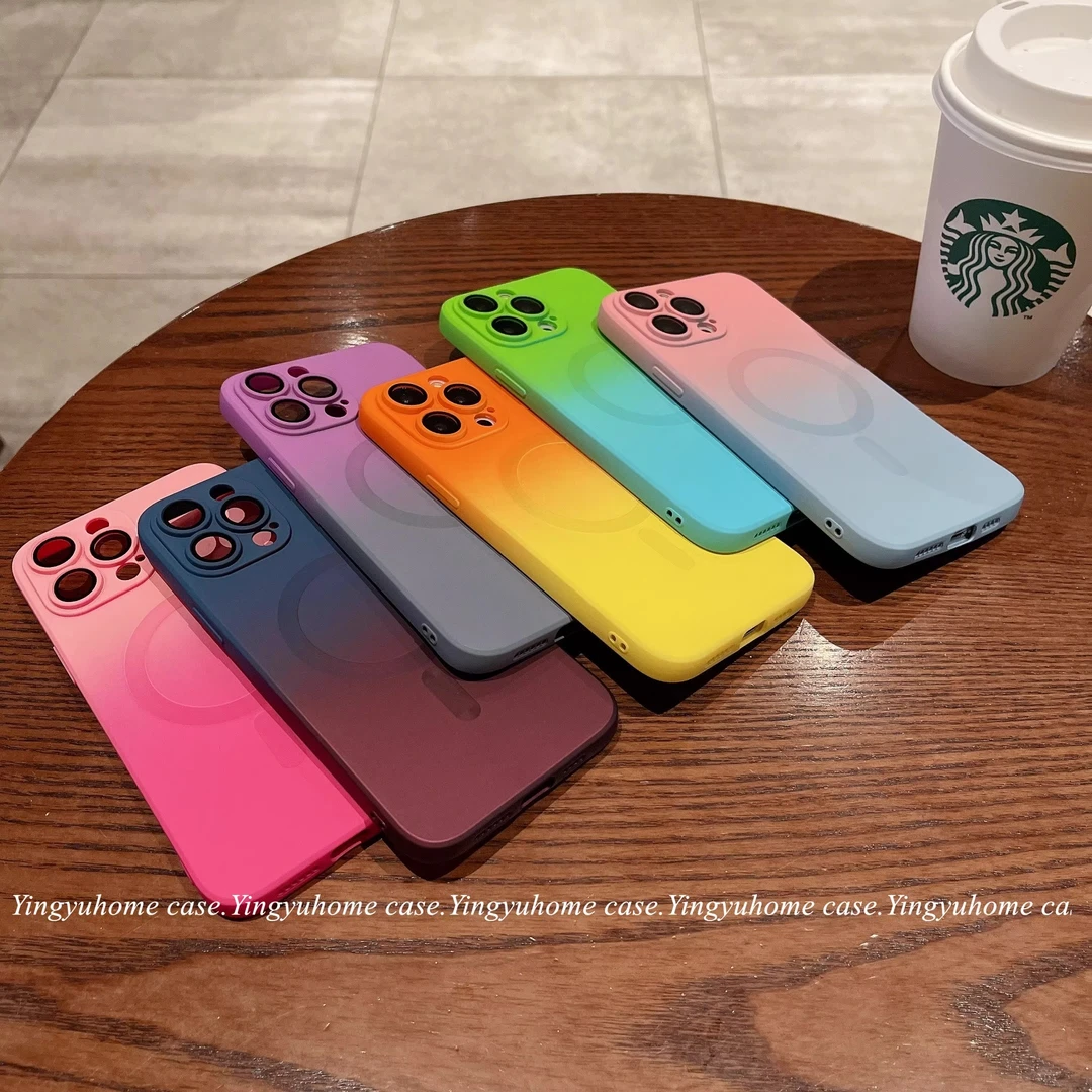 液态磁吸iPhone15手机壳硅胶iPhone14渐变液态13双色12镜头膜潮pm
