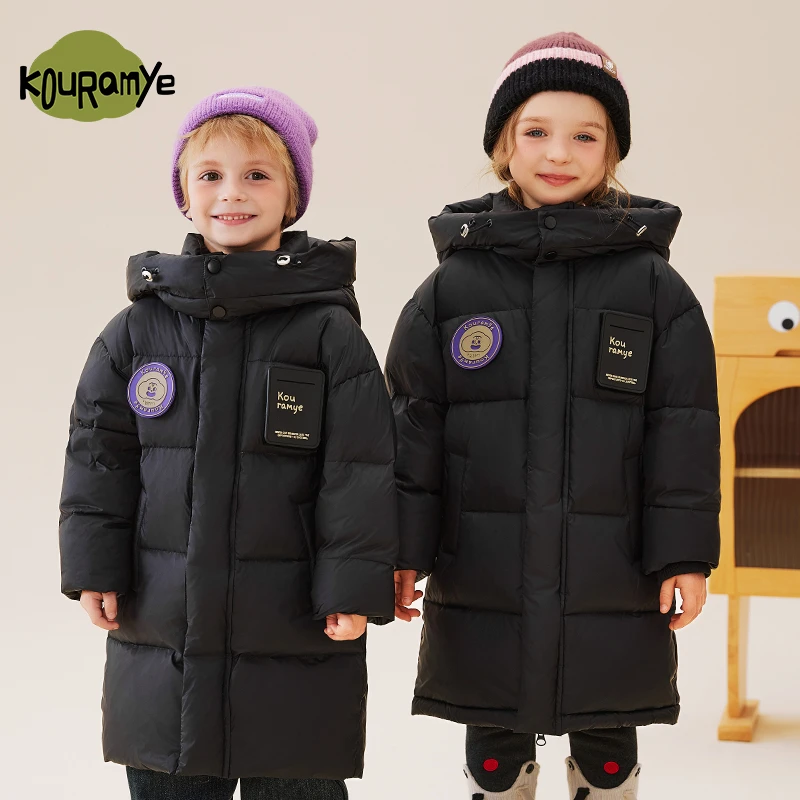 酷娃米儿童中长款羽绒服白鸭绒亲子羽绒服外套
