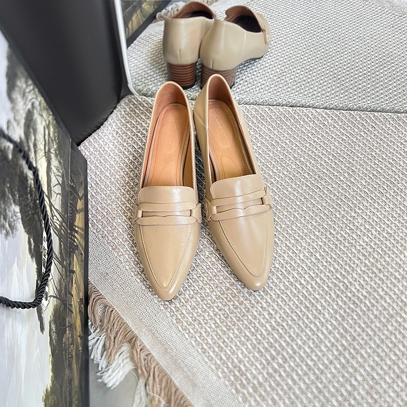 半坊手工女鞋|34-40|4cm|气质百搭复古粗跟方头纯色单鞋