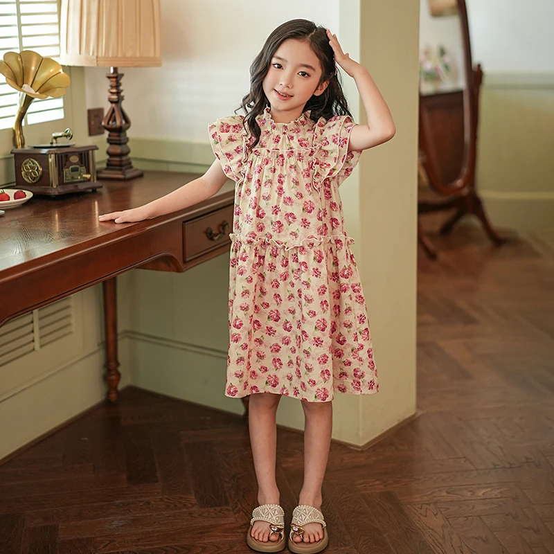 53398吉米【花与梦境】女童碎花印花连衣裙洋气2025夏款甜美公主裙