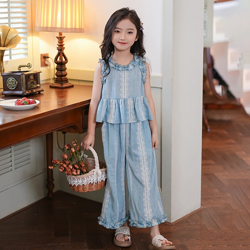 80074吉米【幻境时空】童装洋气无袖套装2025新款夏装阔腿裤两件套