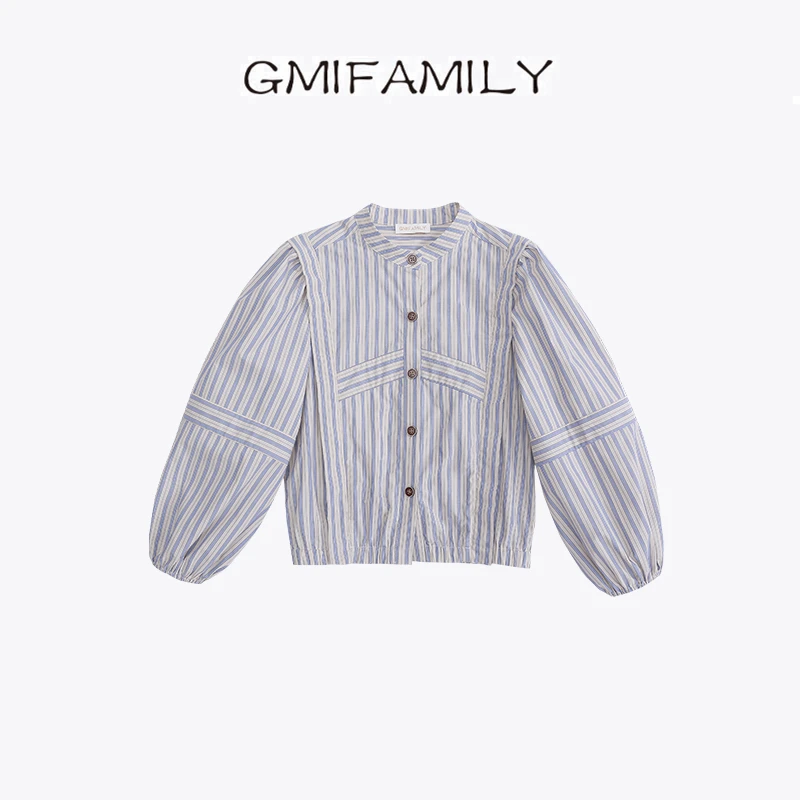 J09025女童衬衫2025新款儿童春秋条纹上衣内搭长袖衬衣秋装外套