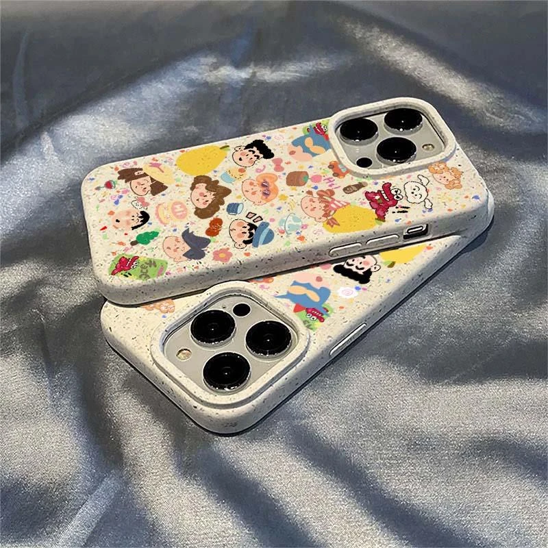 涂鸦小新小麦壳适用苹果14promax手机壳iphone13简约12可爱11全包