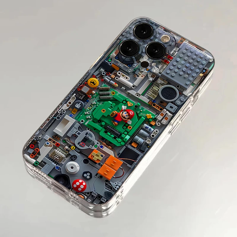 积木马里奥适用苹果14手机壳iPhone15promax个性12潮流13简约创意