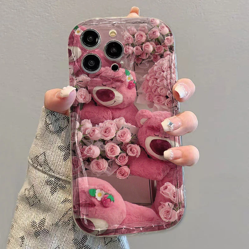 草莓熊适用苹果15promax手机壳iPhone13防摔12全包14女生新款透明