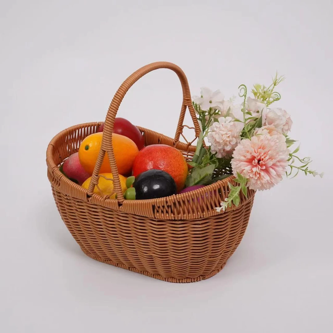 X02小号菜蓝采摘篮购物篮鸡蛋水果篮藤编手提篮