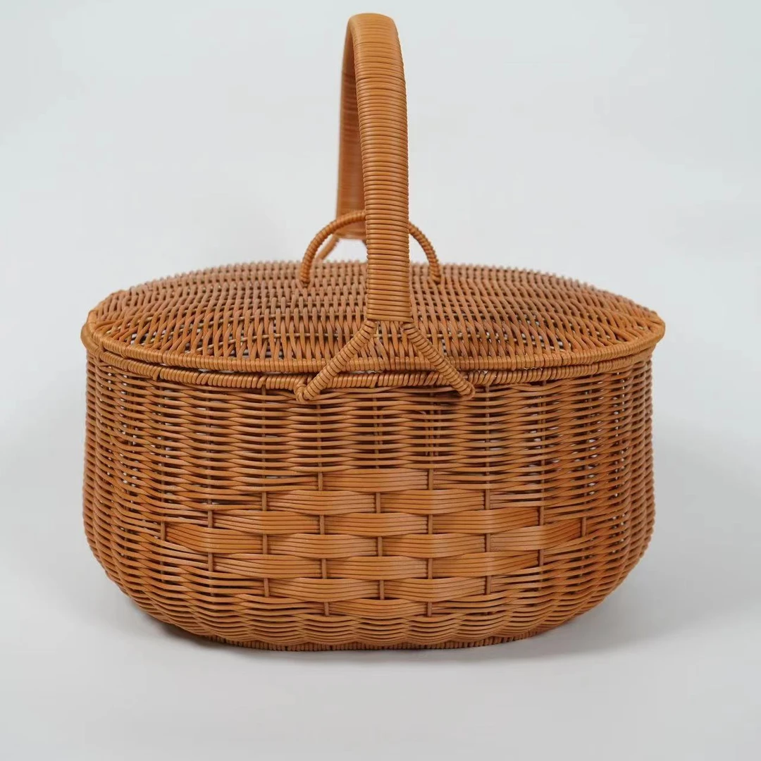 Q26椭圆形大号拜拜篮野餐篮(整体盖子可拆卸)40X30X20