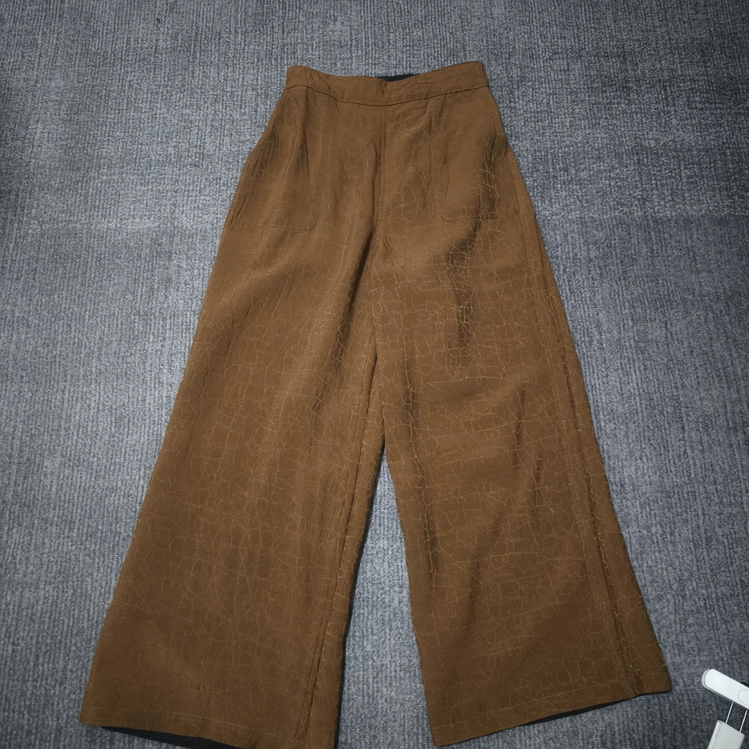 传统工艺 原始龟裂纹显瘦阔腿裤正反两面可穿094