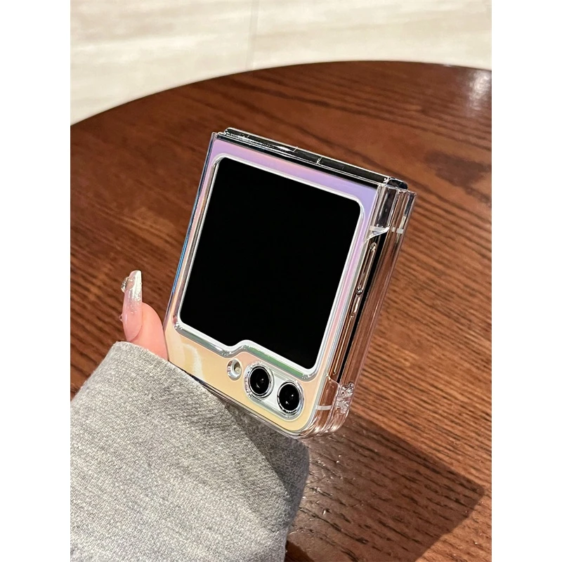适用三星zflip5手机壳全包防摔高级感透明镭射超薄简约保护套高端
