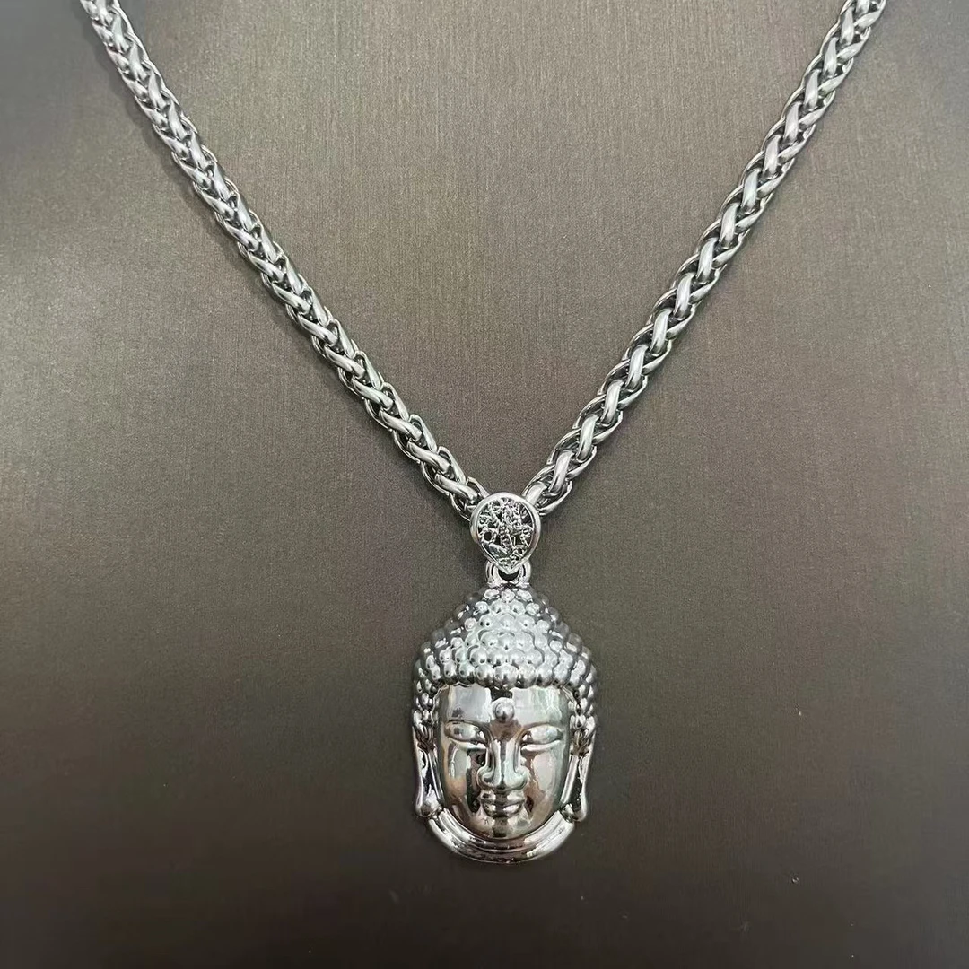 铜合金吊坠 佛头吊坠搭配龙骨链精致优雅时尚设计