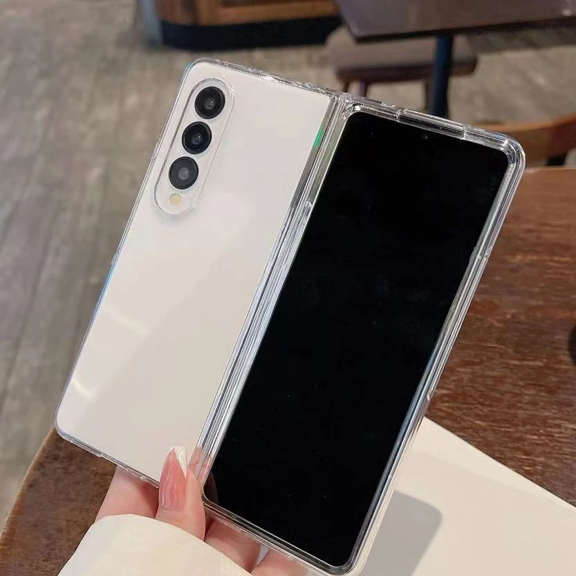 适用三星Zfold4手机壳折叠屏fold2透明全包硬壳fold3手机壳中轴薄