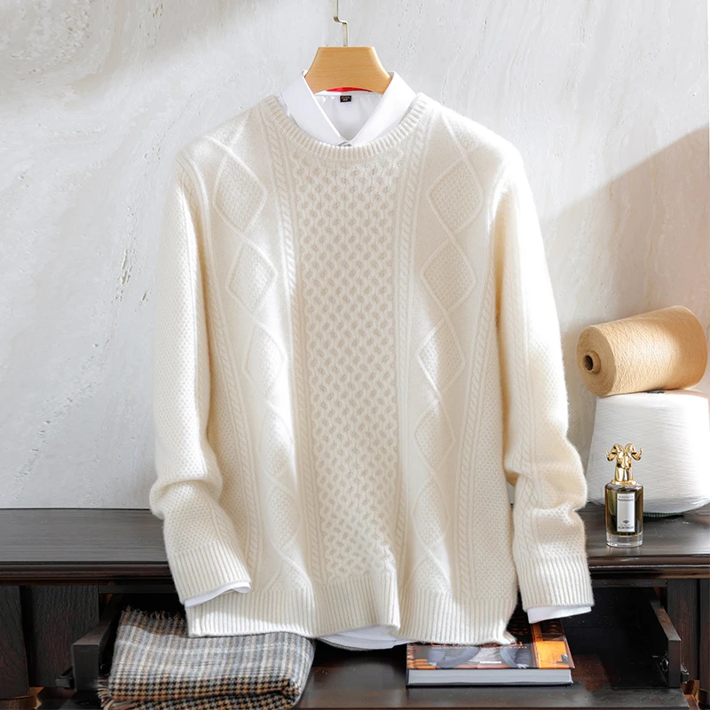 2022冬季新款100山羊绒男士羊绒衫加厚休闲针织毛衣2226