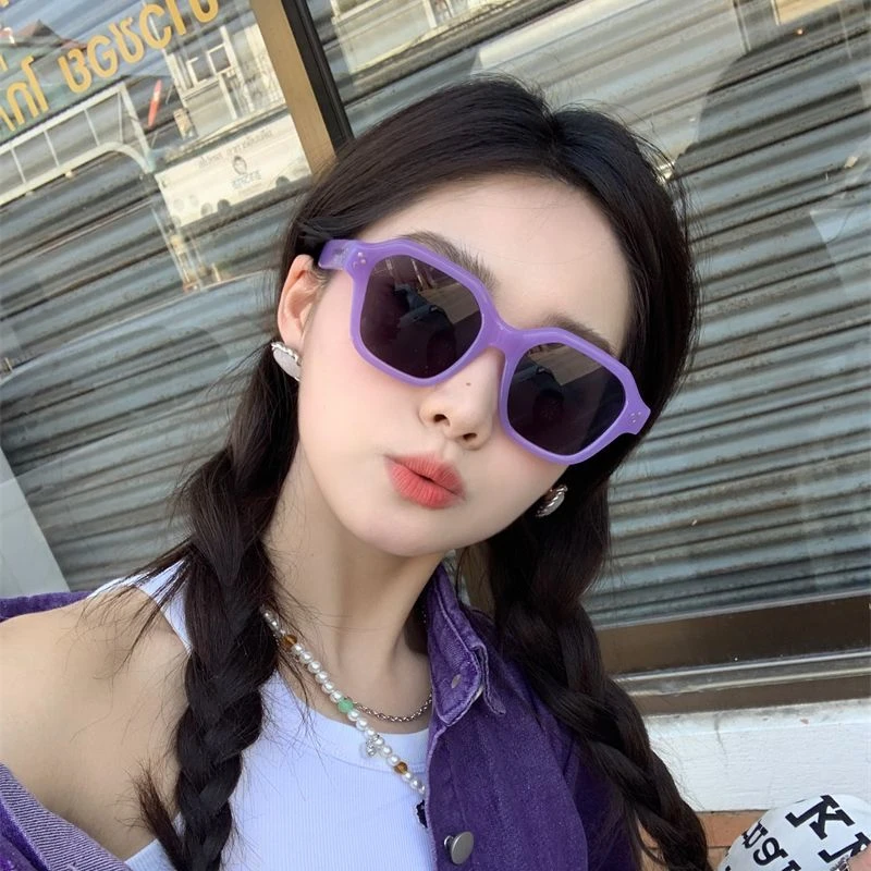 千禧风紫色y2k墨镜女高级感欧美太阳眼镜2023新款夏天度假方形