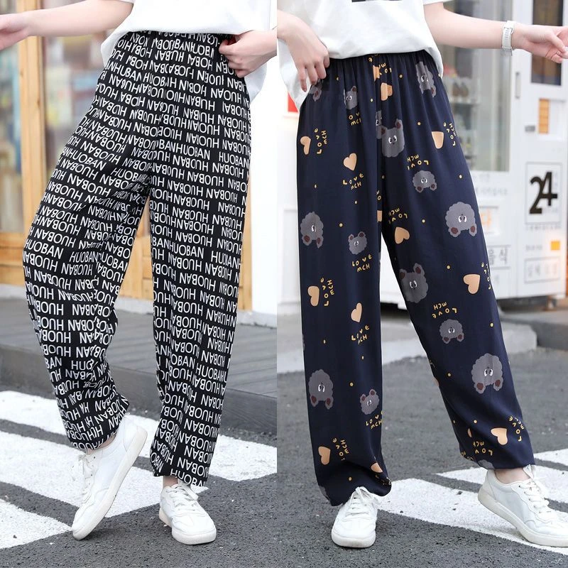 儿童灯笼裤男童女童防蚊裤棉绸裤中大童宽松哈伦裤春夏季薄款长裤