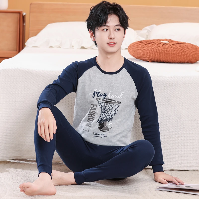 100%全棉内衣青少年秋衣秋裤套装初中生纯棉中大童学生男童薄保暖