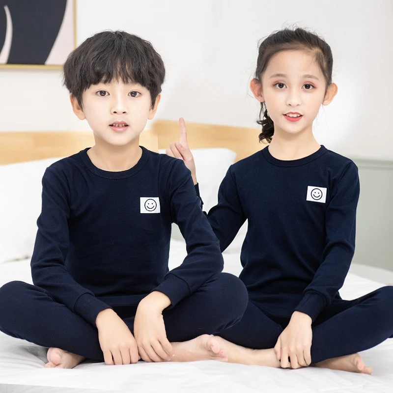 儿童秋衣套装男童女童保暖内衣套装长袖打底秋裤纯棉磨毛睡衣冬季