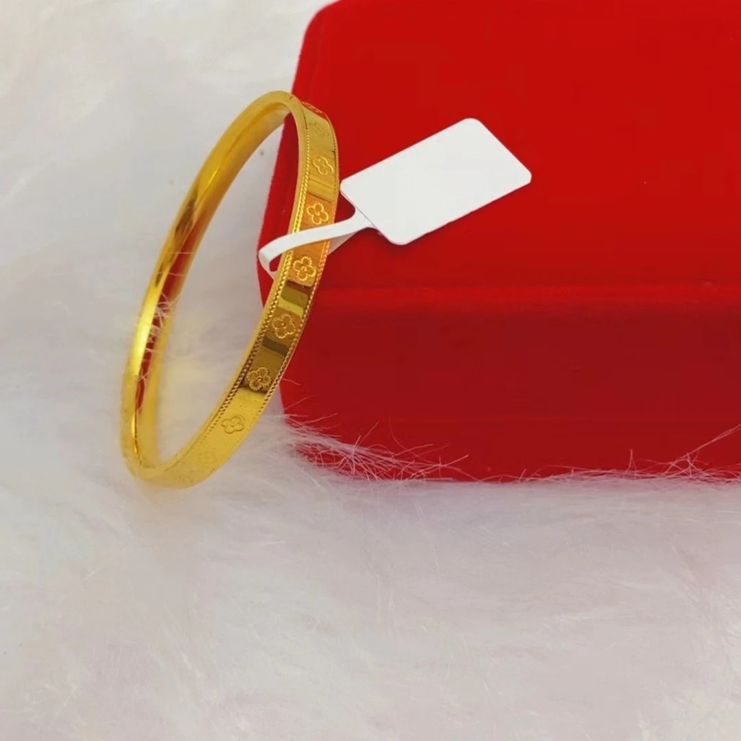 铜合金手镯 精工版金色四叶草手镯