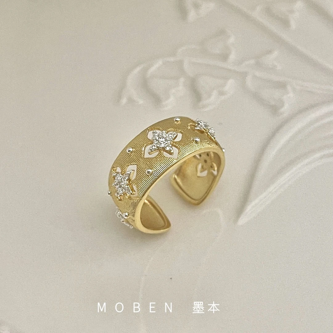 铜合金戒指 墨本【金色维也纳】可调节轻奢秋冬新款戒指时尚个性
