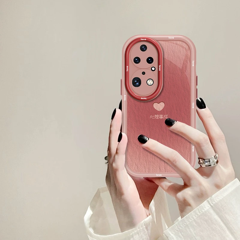 适用于华为P50Pro心想事成手机壳奶油硅胶全包防摔壳创意女款ins