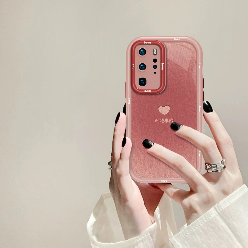 适用于华为P40Pro心想事成手机壳奶油硅胶全包防摔壳创意女款ins