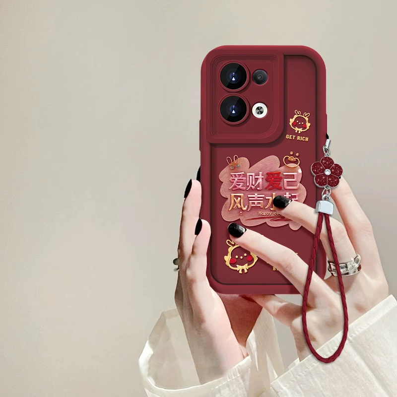 适用于OPPO Reno8Pro爱财爱己天眼阶梯手机壳全包硅胶女款防摔壳