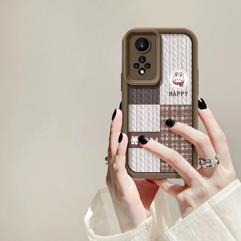 适用于华为nova9针织纹开心兔天眼阶梯手机壳全包硅胶防摔壳女款