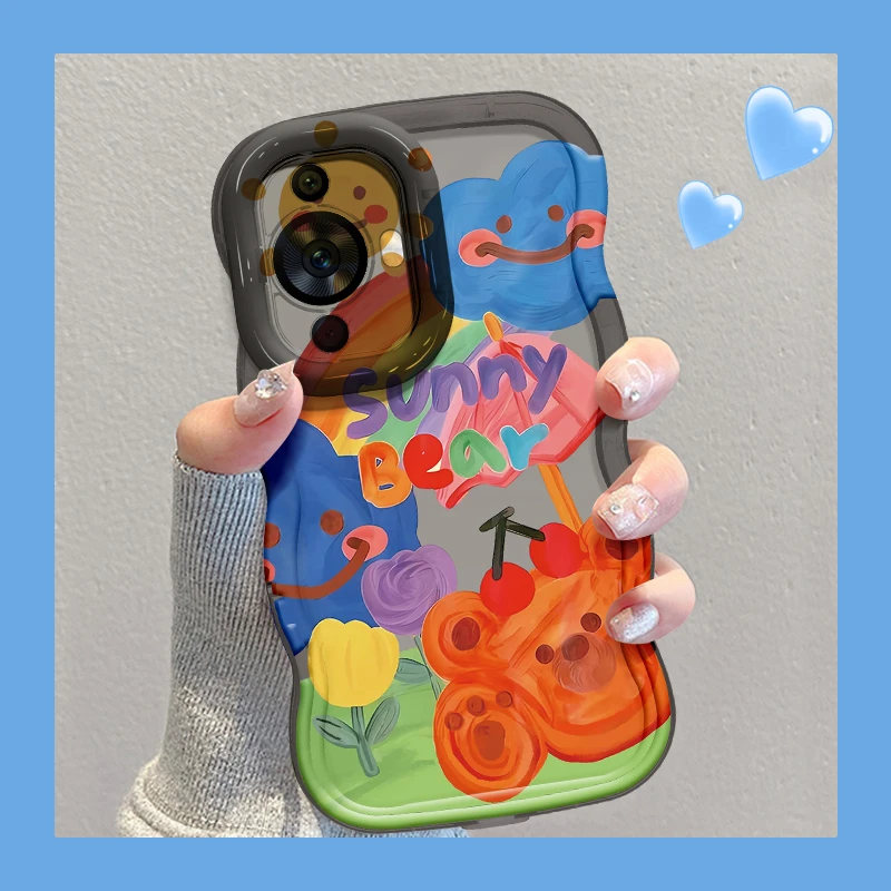 适用于华为nova11Pro晴朗小熊手机壳双支架全包硅胶防摔软壳女款