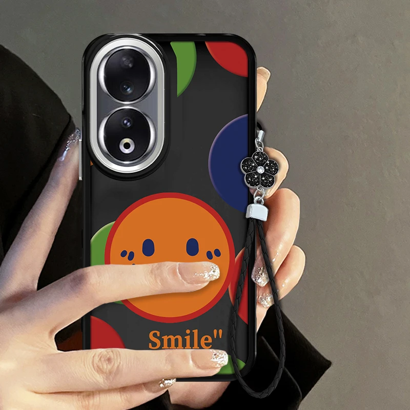 适用于华为荣耀90彩圈笑脸手机壳硅胶软壳网红全包防摔简约新女款