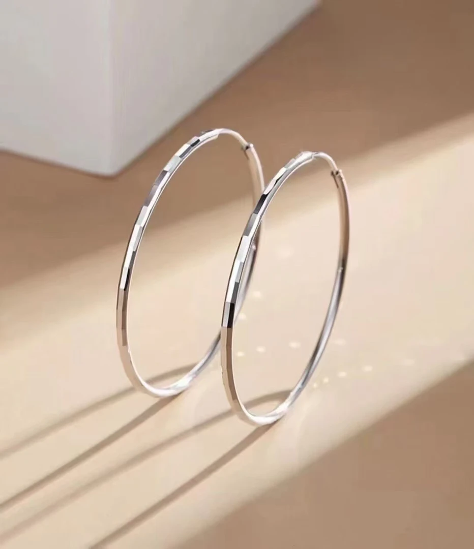 925银耳饰 通体纯银 大耳圈1.8m50个性大气时尚百搭耳圈EK24