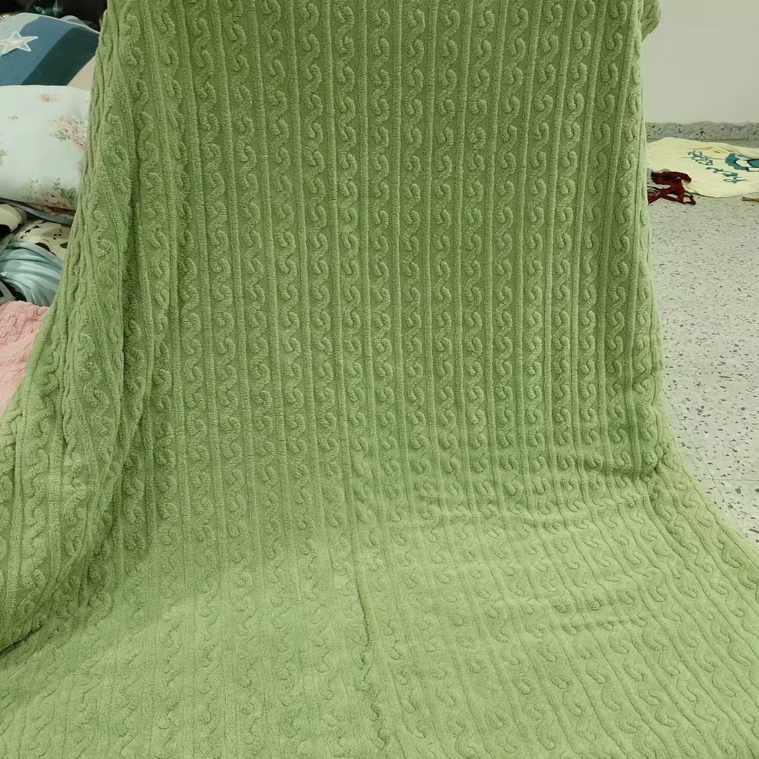 绿麻花双人2.0*2.3被子加厚三层多功能北绒夹棉印花大床