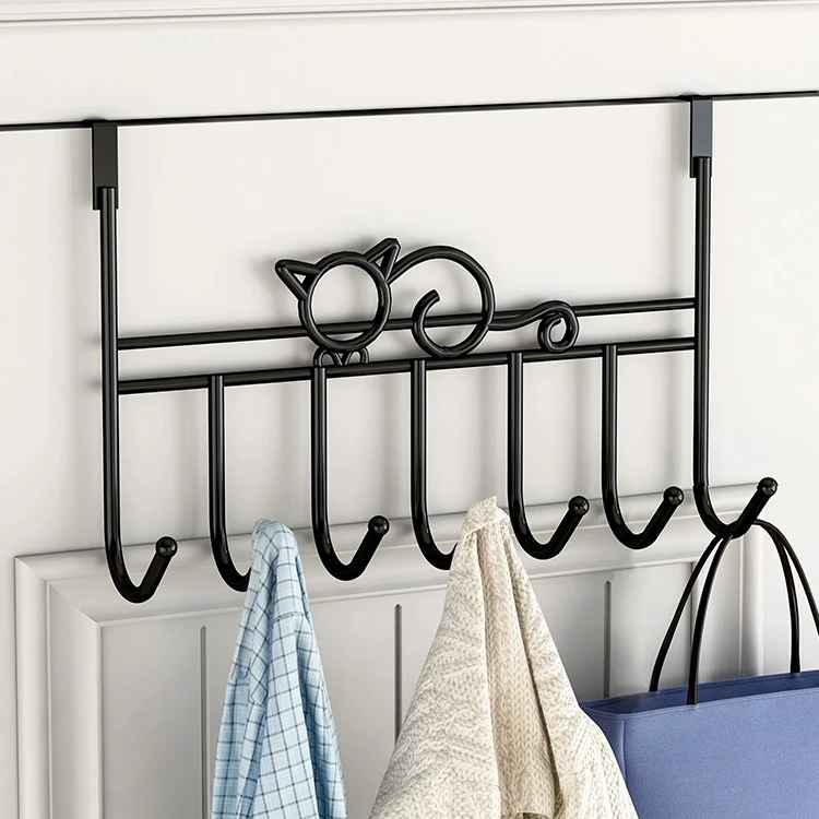 门后挂钩免打孔置物架衣钩一排长条收纳卧室门上衣服挂架壁挂墙上