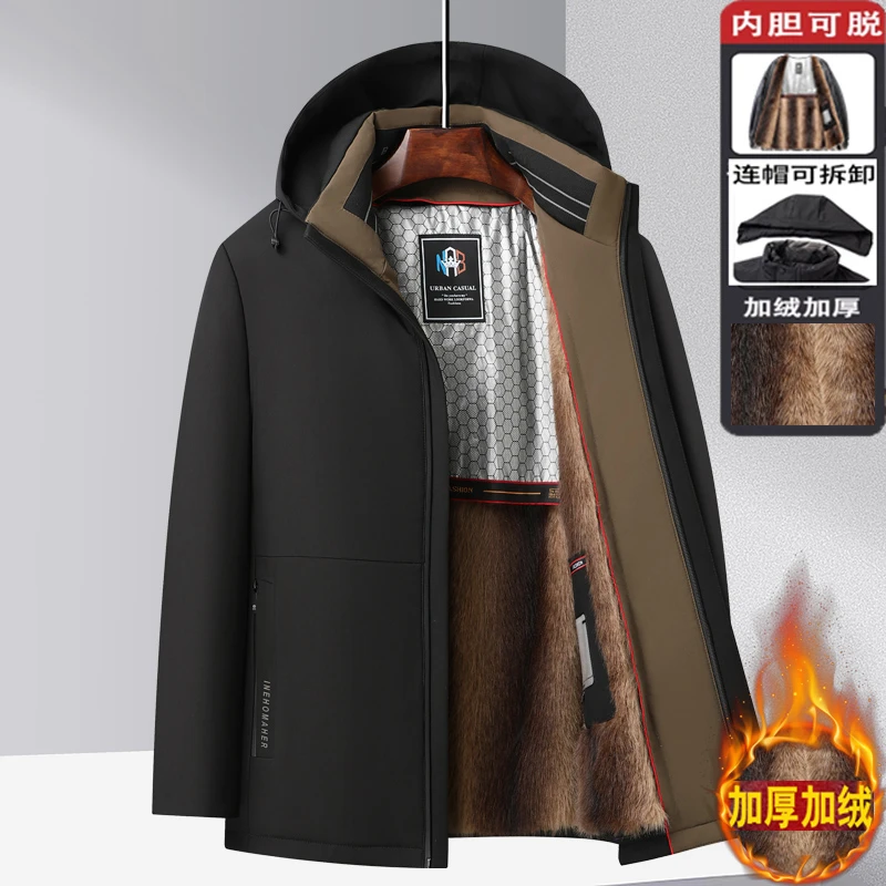 【零下30可脱卸】爸爸冬装棉衣中老年男加绒加厚保暖棉服御寒派克服