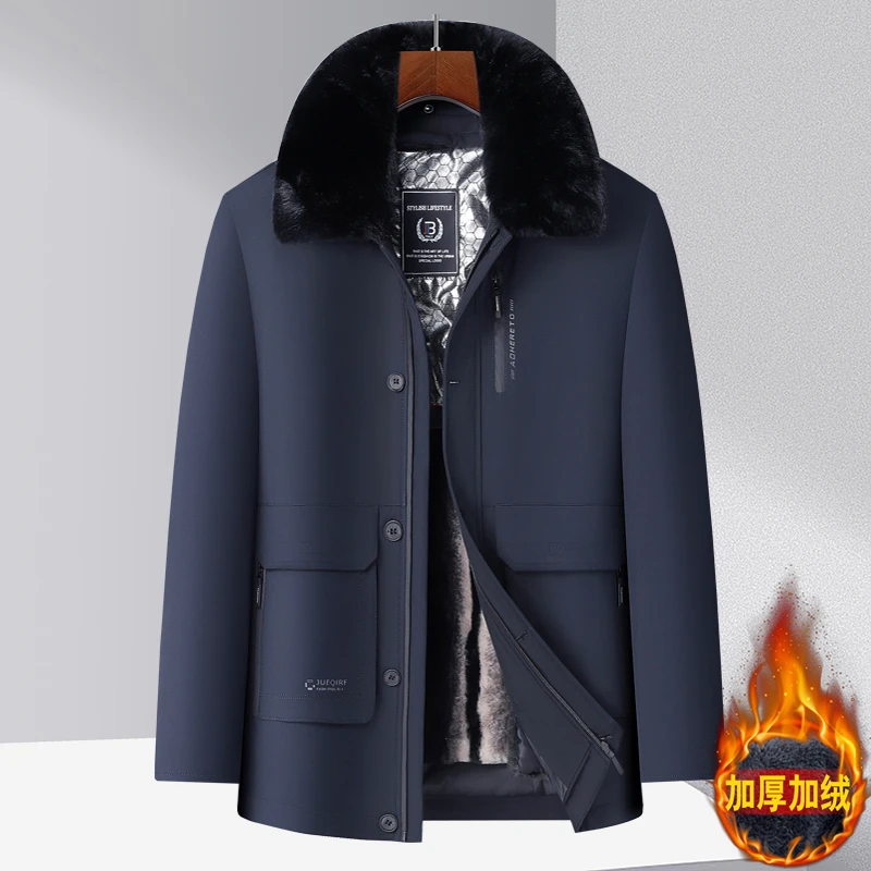 【加绒可脱卸】中老年棉衣男中长款爸爸装大码男士男装棉服外套