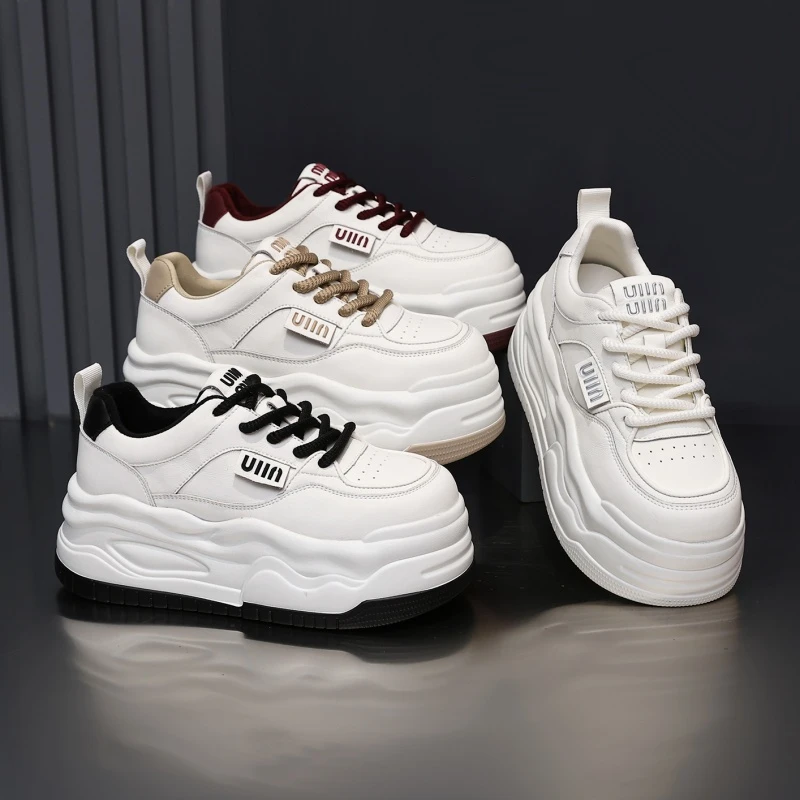 殊彩7CM厚底增高小白鞋女加绒2025秋冬新款小个子运动休闲板鞋潮