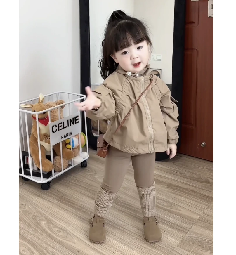 儿童秋冬新款套装洋气女宝宝夹棉外套加绒打底裤时尚百搭两件套