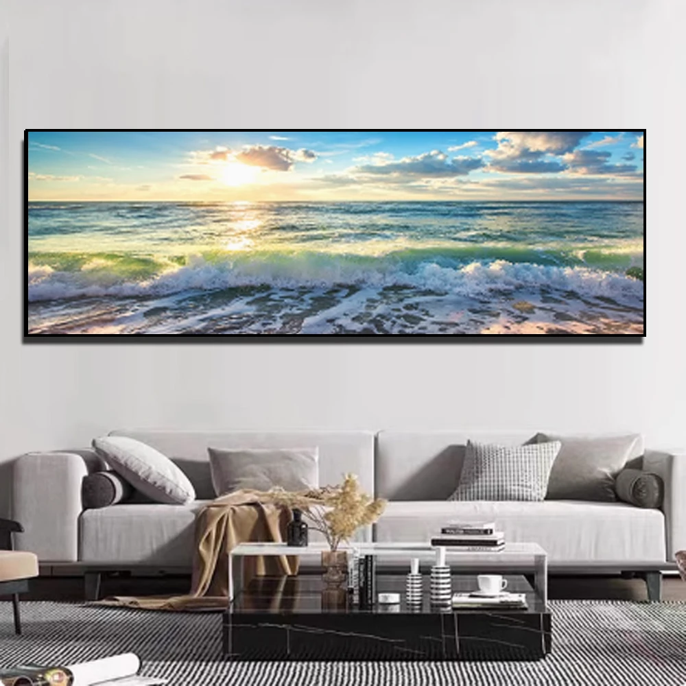 蓝天大海装饰画海景海浪沙滩现代卧室床头办公室画壁挂墙上装饰品