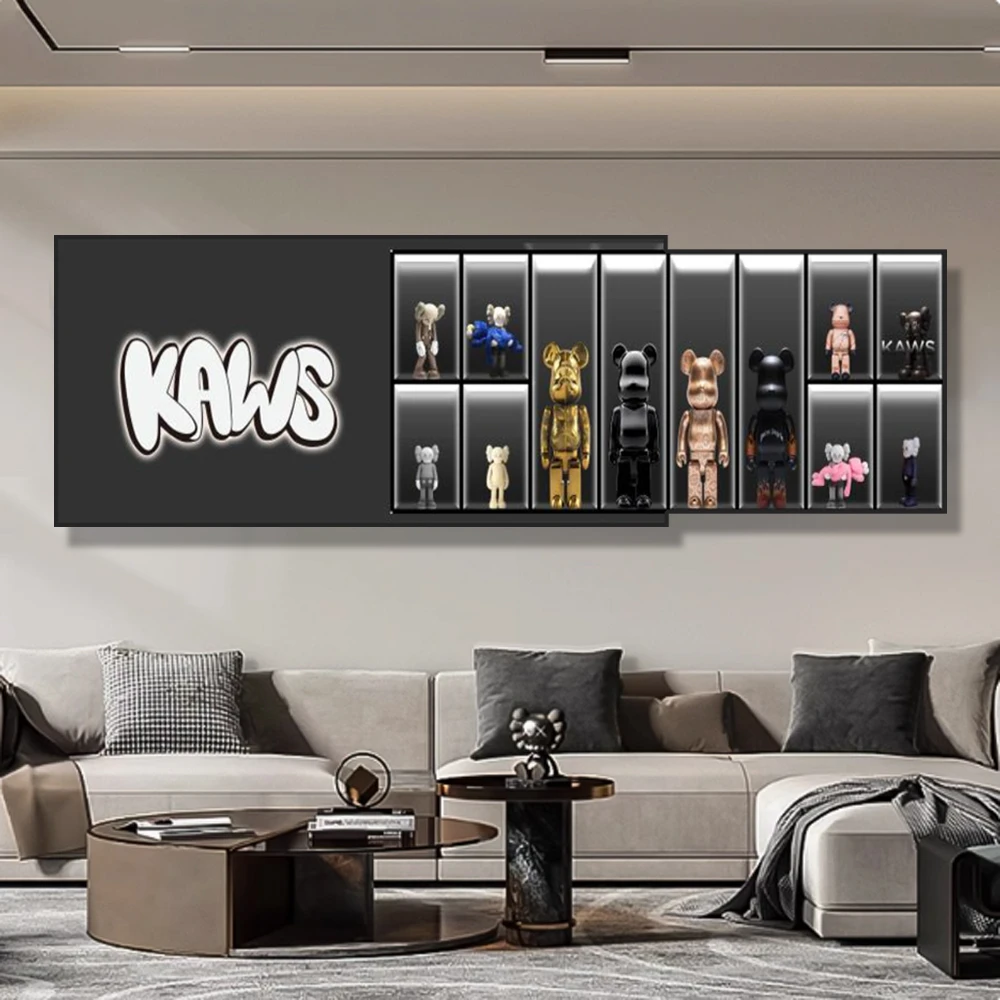 潮流高级感简约沙发背景墙叠加画暴力熊客厅装饰画卧室挂画壁画